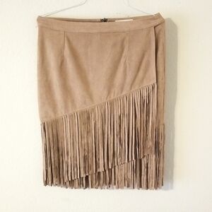 Blush Noir Faux Buckskin Tassled Skirt